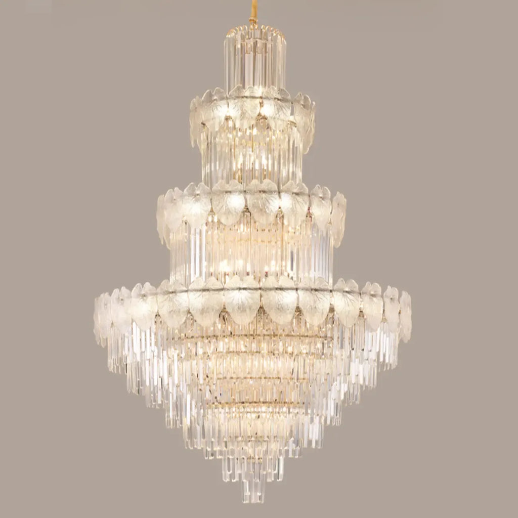 Lustre rond en cristal de luxe au design élégant à plusieurs niveaux