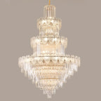 Lustre rond en cristal de luxe au design élégant à plusieurs niveaux