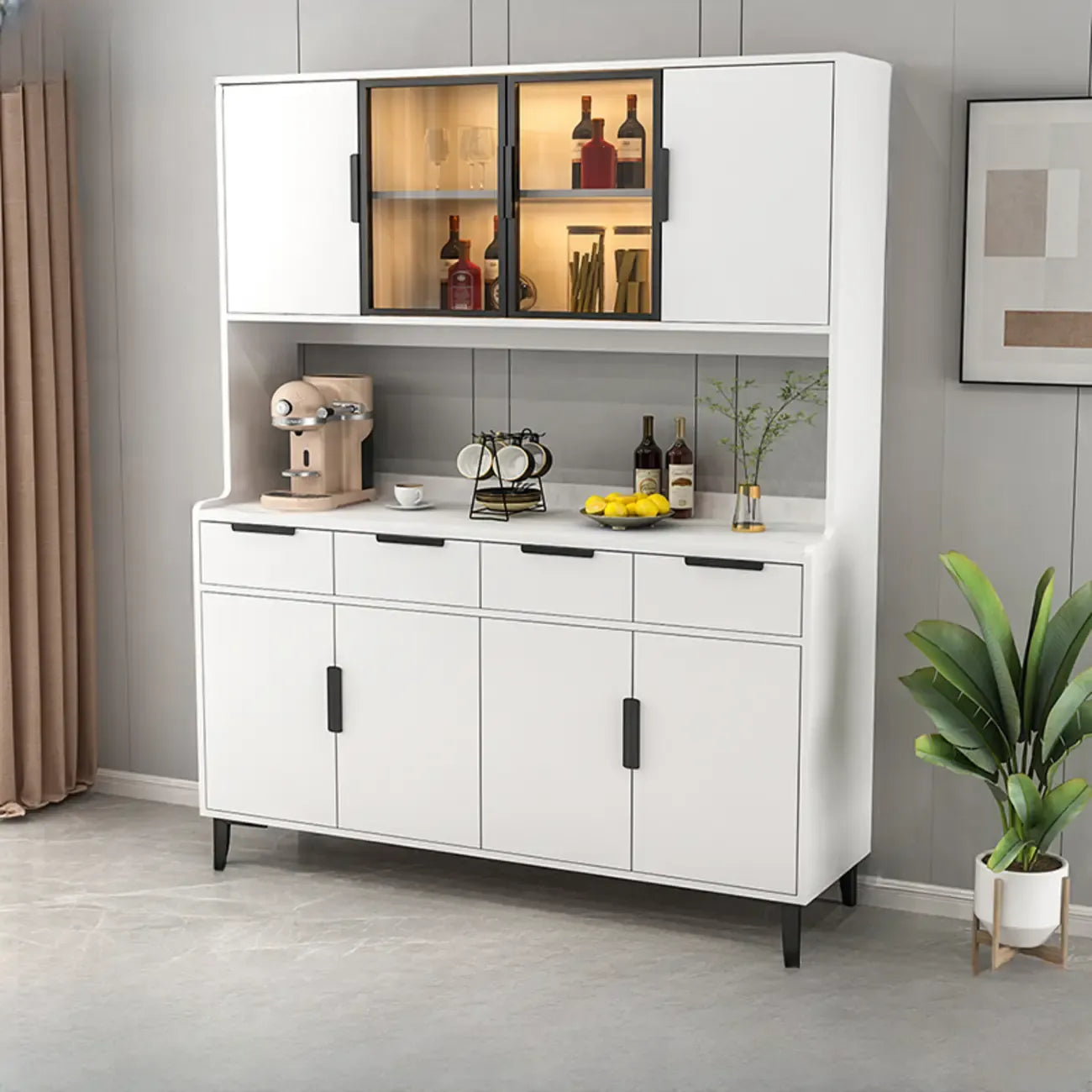 Buffet de salle à manger en bois gris avec tiroir