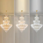 Lustre rond en cristal de luxe au design élégant à plusieurs niveaux