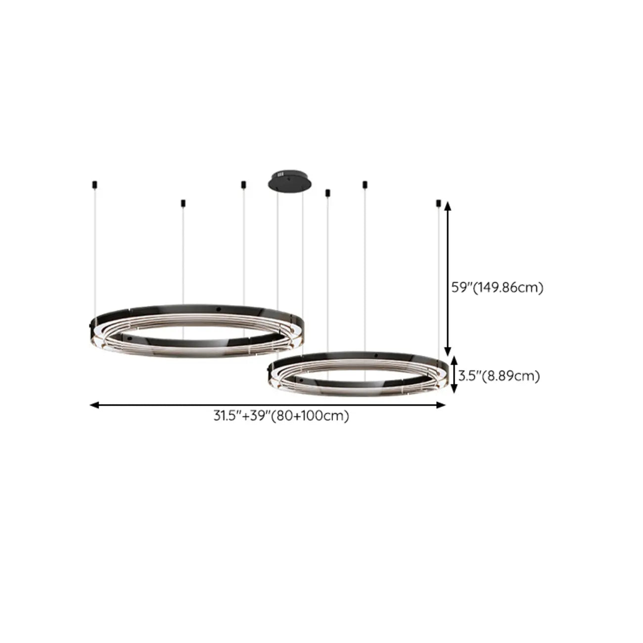 Lustre moderne rond en métal à LED, hauteur réglable