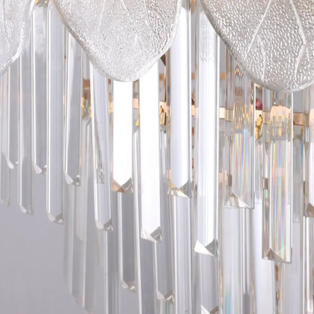 Lustre rond en cristal de luxe au design élégant à plusieurs niveaux
