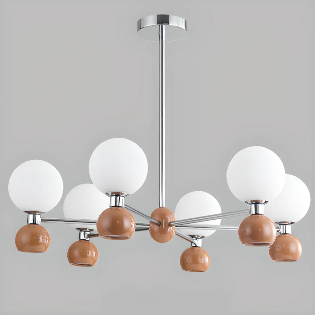 Lustre globe blanc de style moderne avec structure en métal