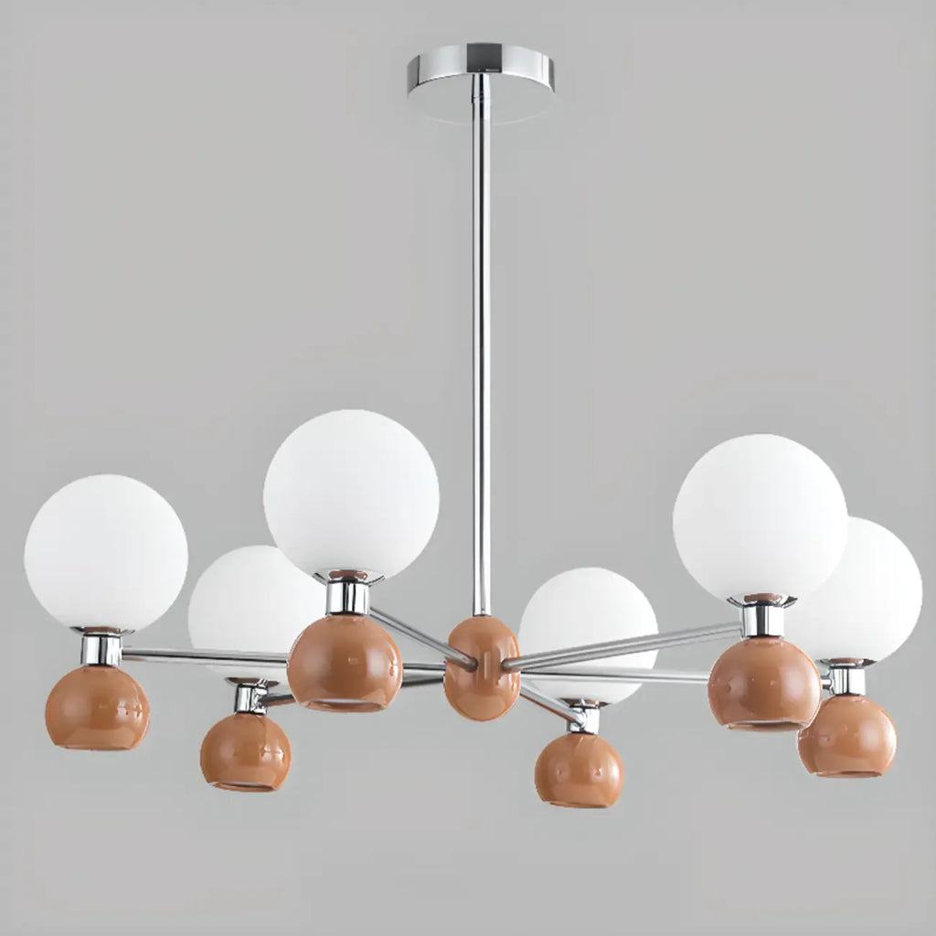 Lustre globe blanc de style moderne avec structure en métal