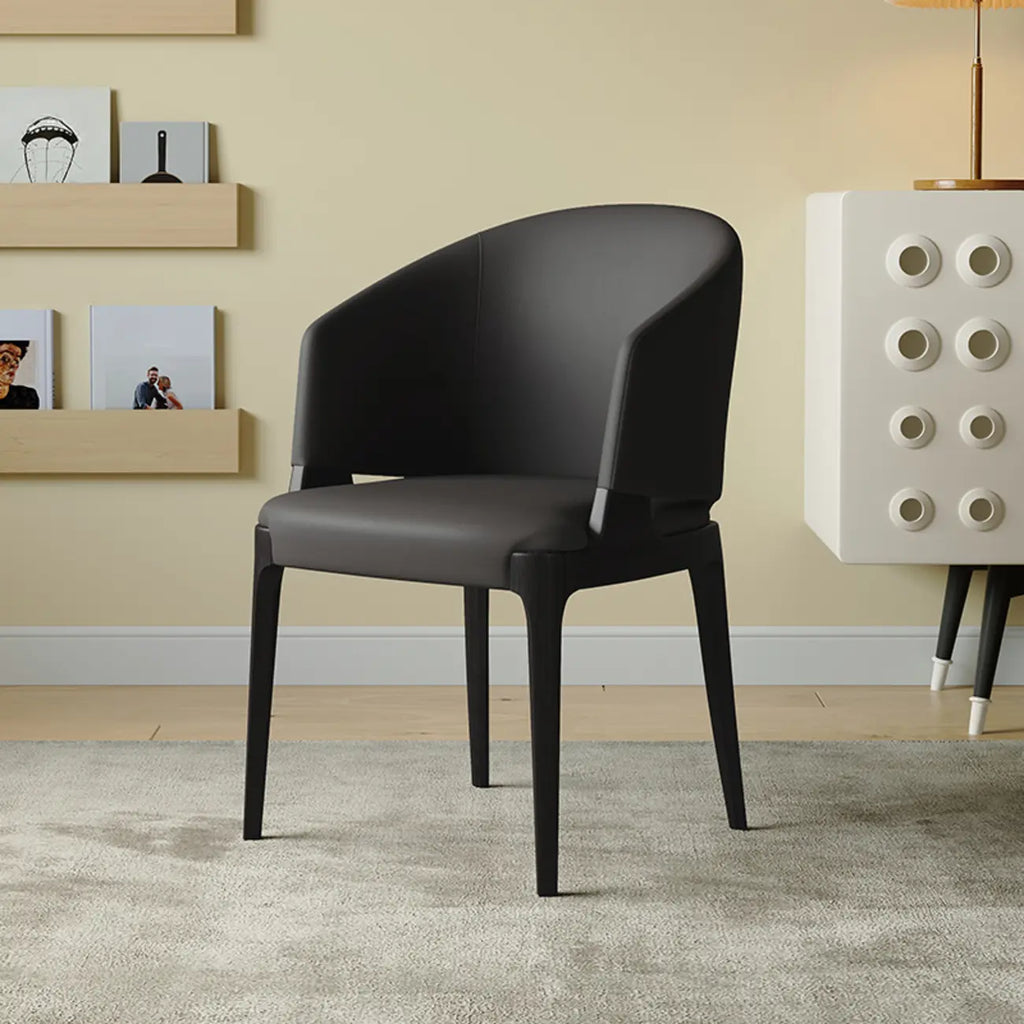 Chaise de salle à manger contemporaine en similicuir avec accoudoirs inclinés