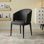 Chaise de salle à manger contemporaine en similicuir avec accoudoirs inclinés