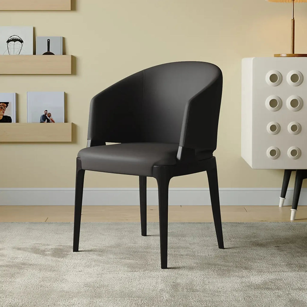 Chaise de salle à manger contemporaine en similicuir avec accoudoirs inclinés