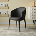 Chaise de salle à manger contemporaine en similicuir avec accoudoirs inclinés