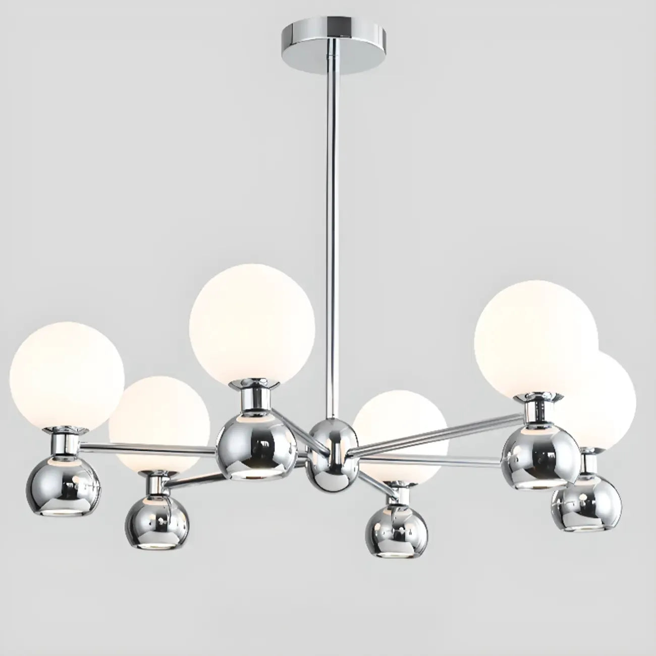 Lustre globe blanc de style moderne avec structure en métal