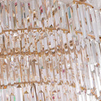Lustre rond en cristal de luxe au design élégant à plusieurs niveaux