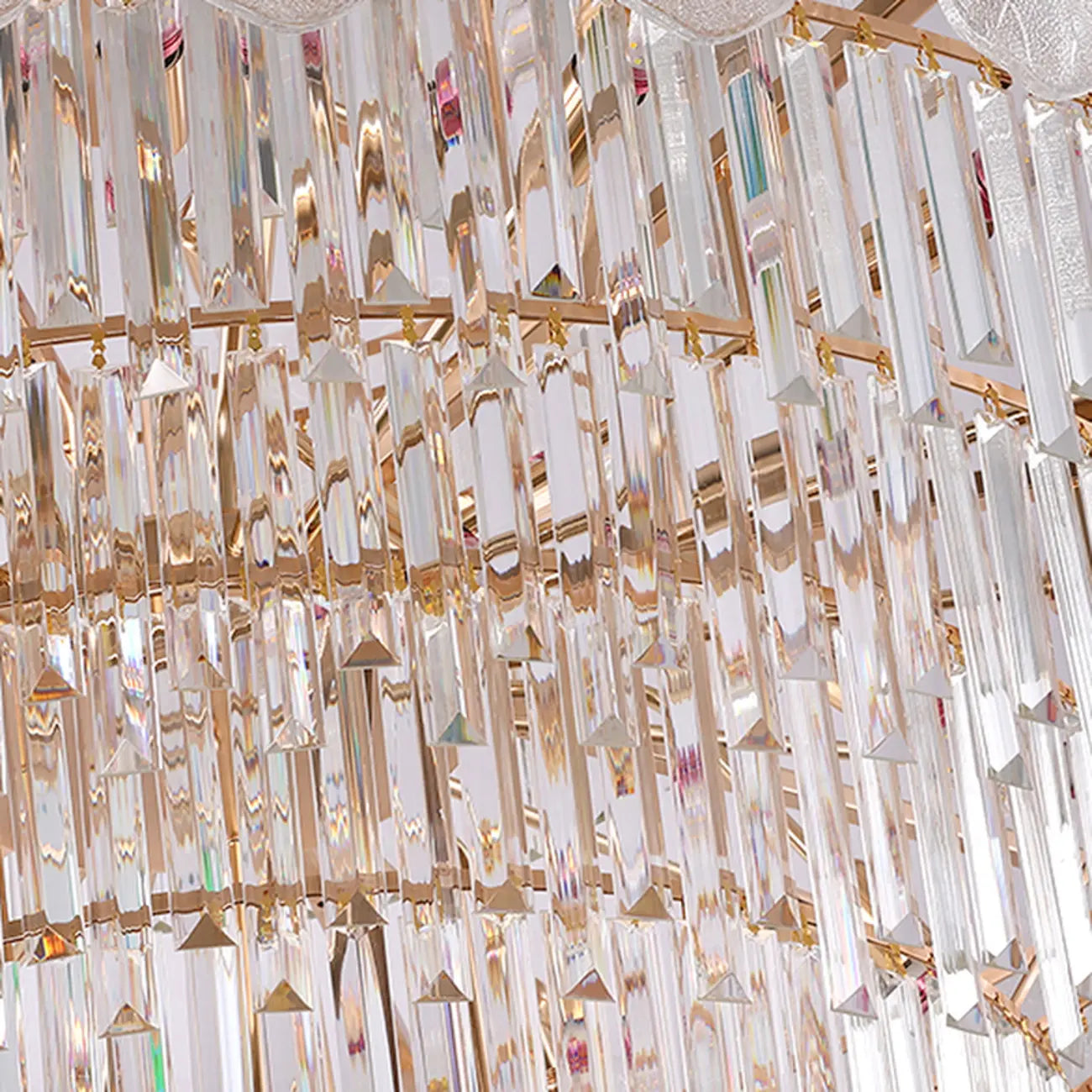 Lustre rond en cristal de luxe au design élégant à plusieurs niveaux
