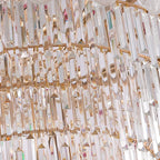 Lustre rond en cristal de luxe au design élégant à plusieurs niveaux