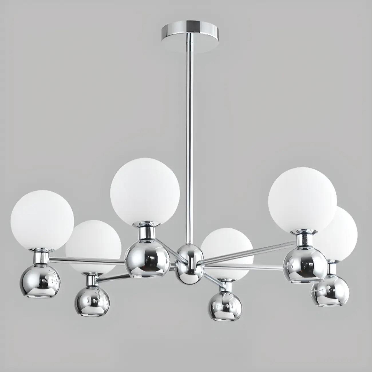 Lustre globe blanc de style moderne avec structure en métal
