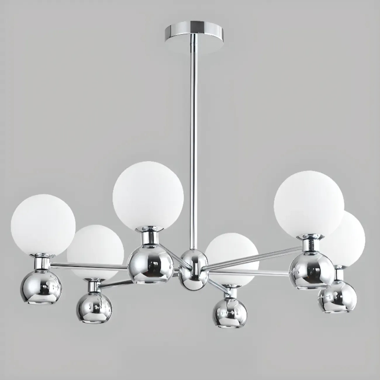 Lustre globe blanc de style moderne avec structure en métal