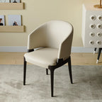 Chaise de salle à manger contemporaine en similicuir avec accoudoirs inclinés
