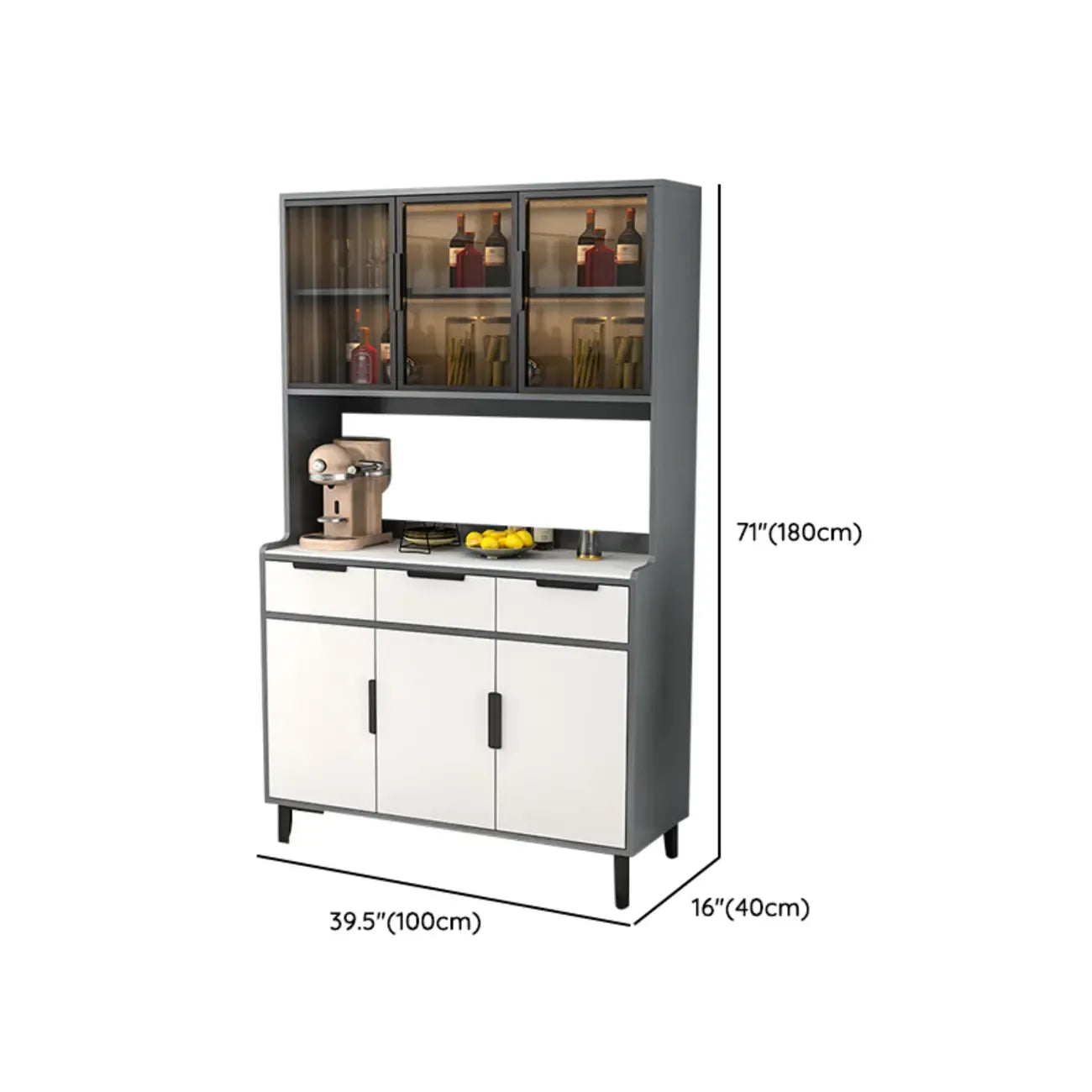 Buffet de salle à manger en bois gris avec tiroir