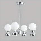 Lustre globe blanc de style moderne avec structure en métal