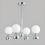 Lustre globe blanc de style moderne avec structure en métal