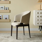 Chaise de salle à manger contemporaine en similicuir avec accoudoirs inclinés