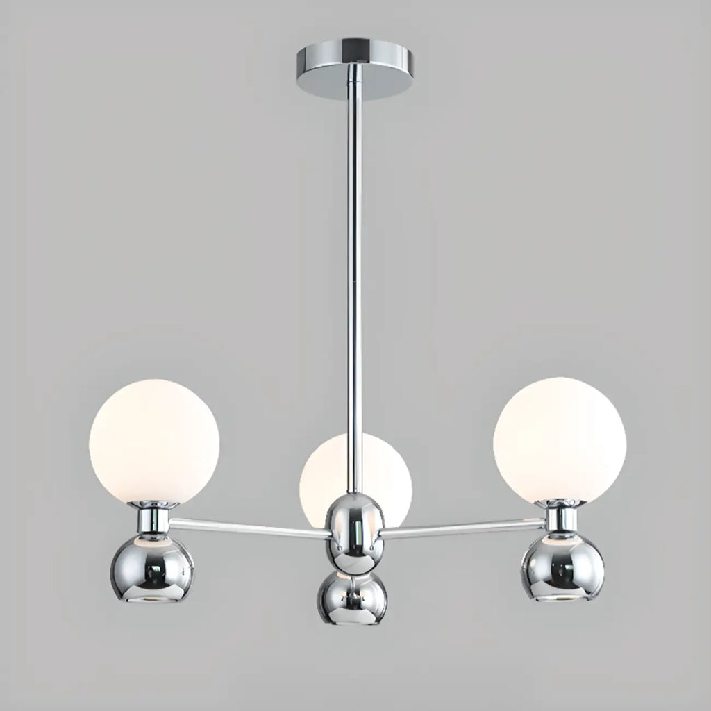 Lustre globe blanc de style moderne avec structure en métal
