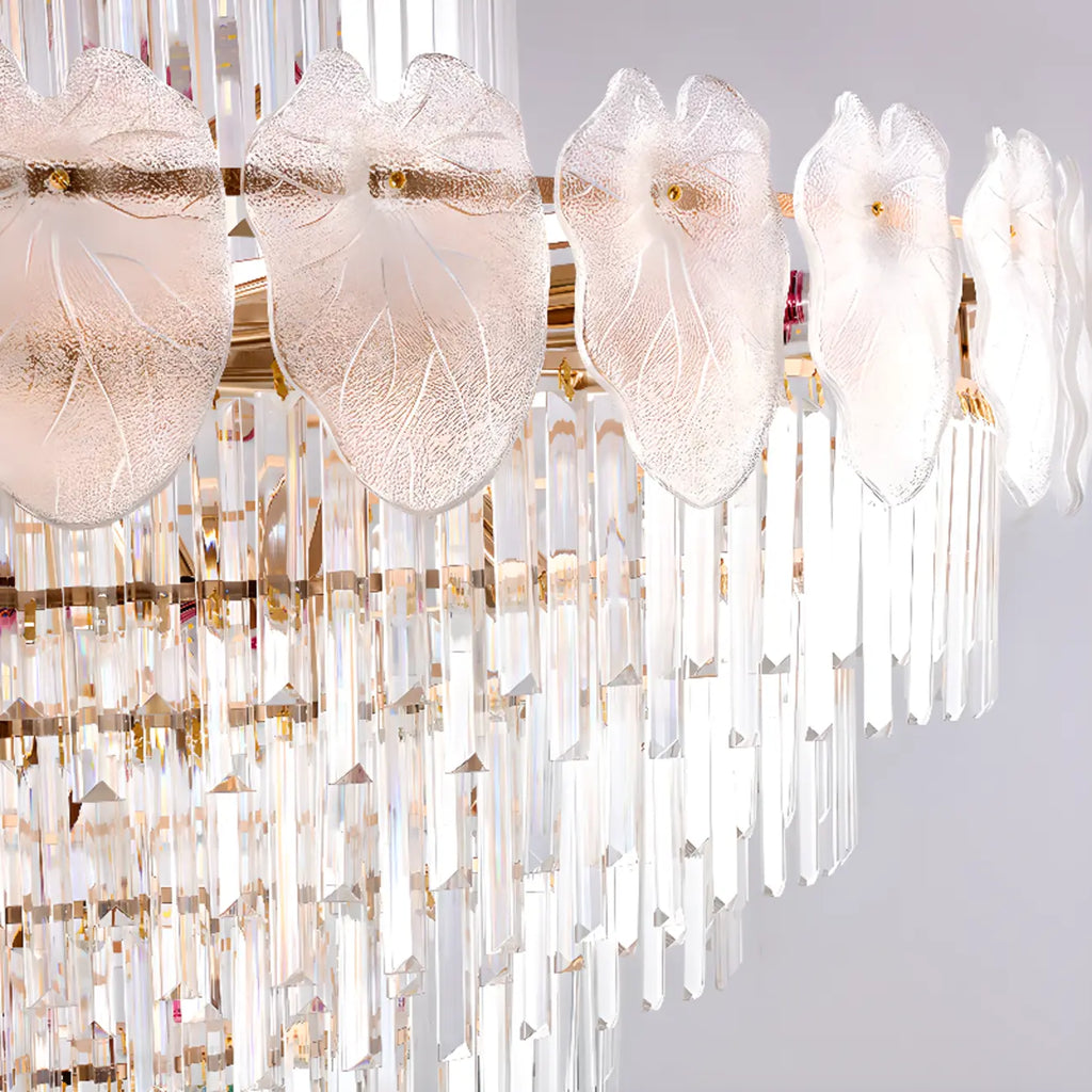 Lustre rond en cristal de luxe au design élégant à plusieurs niveaux