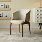 Chaise de salle à manger contemporaine en similicuir avec accoudoirs inclinés