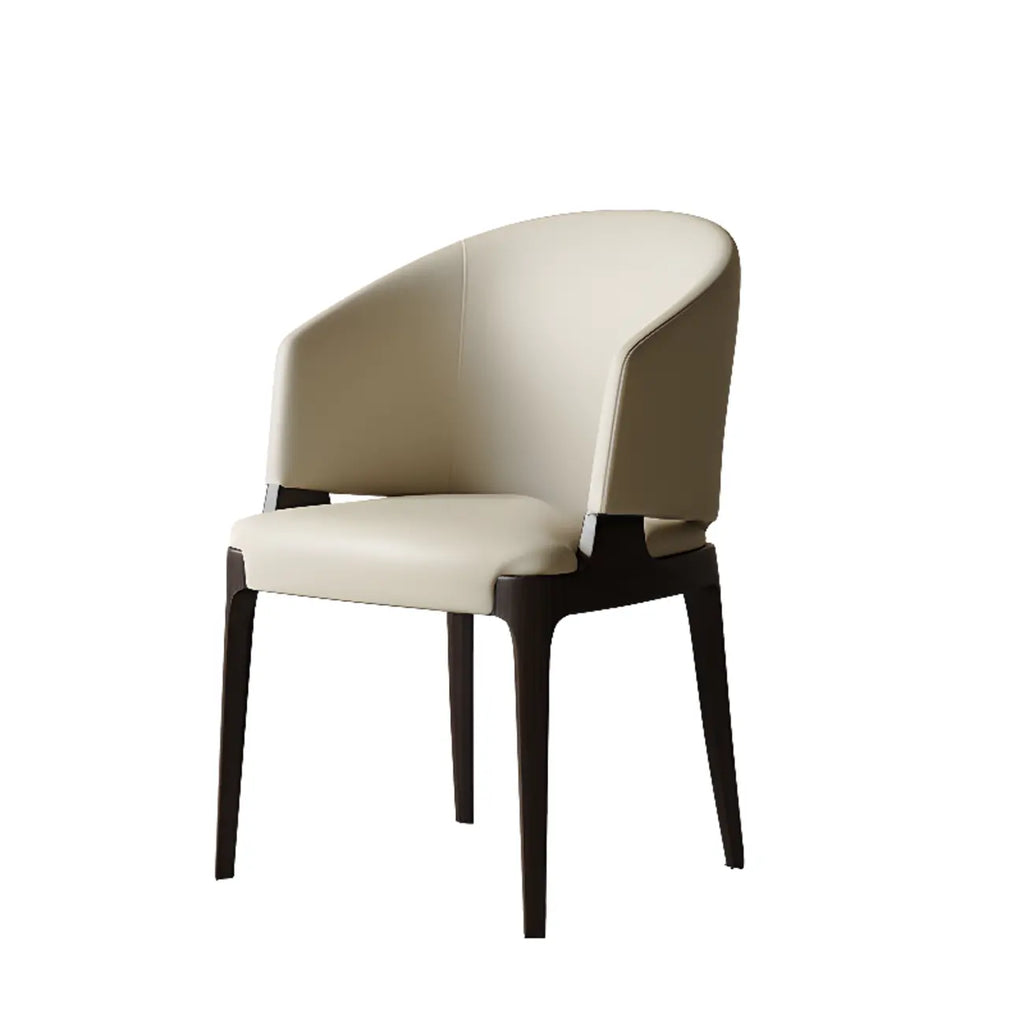 Chaise de salle à manger contemporaine en similicuir avec accoudoirs inclinés