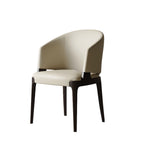 Chaise de salle à manger contemporaine en similicuir avec accoudoirs inclinés