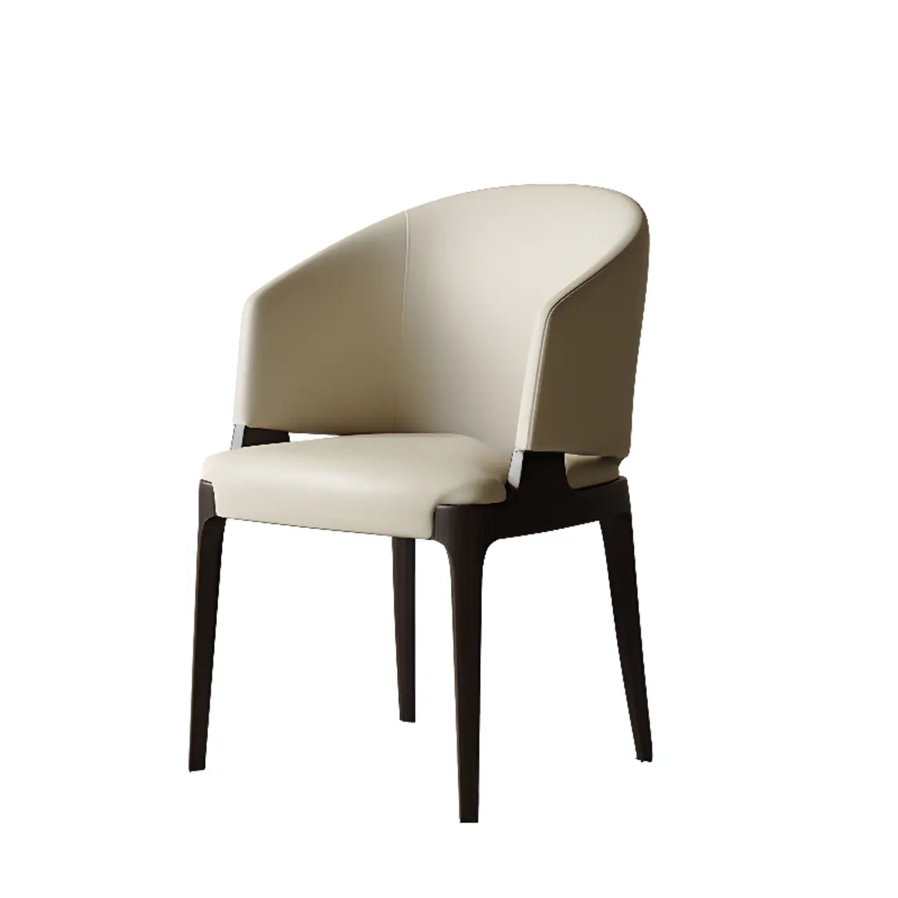 Chaise de salle à manger contemporaine en similicuir avec accoudoirs inclinés
