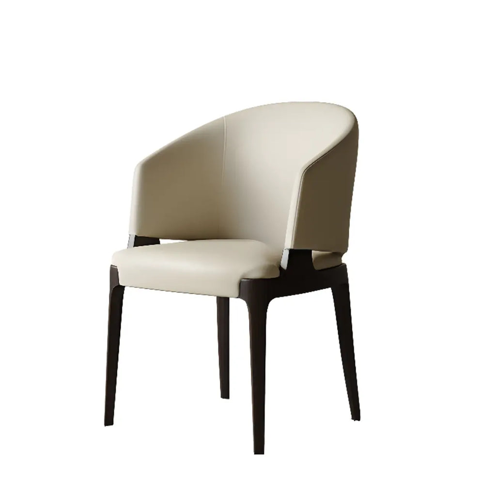 Chaise de salle à manger contemporaine en similicuir avec accoudoirs inclinés