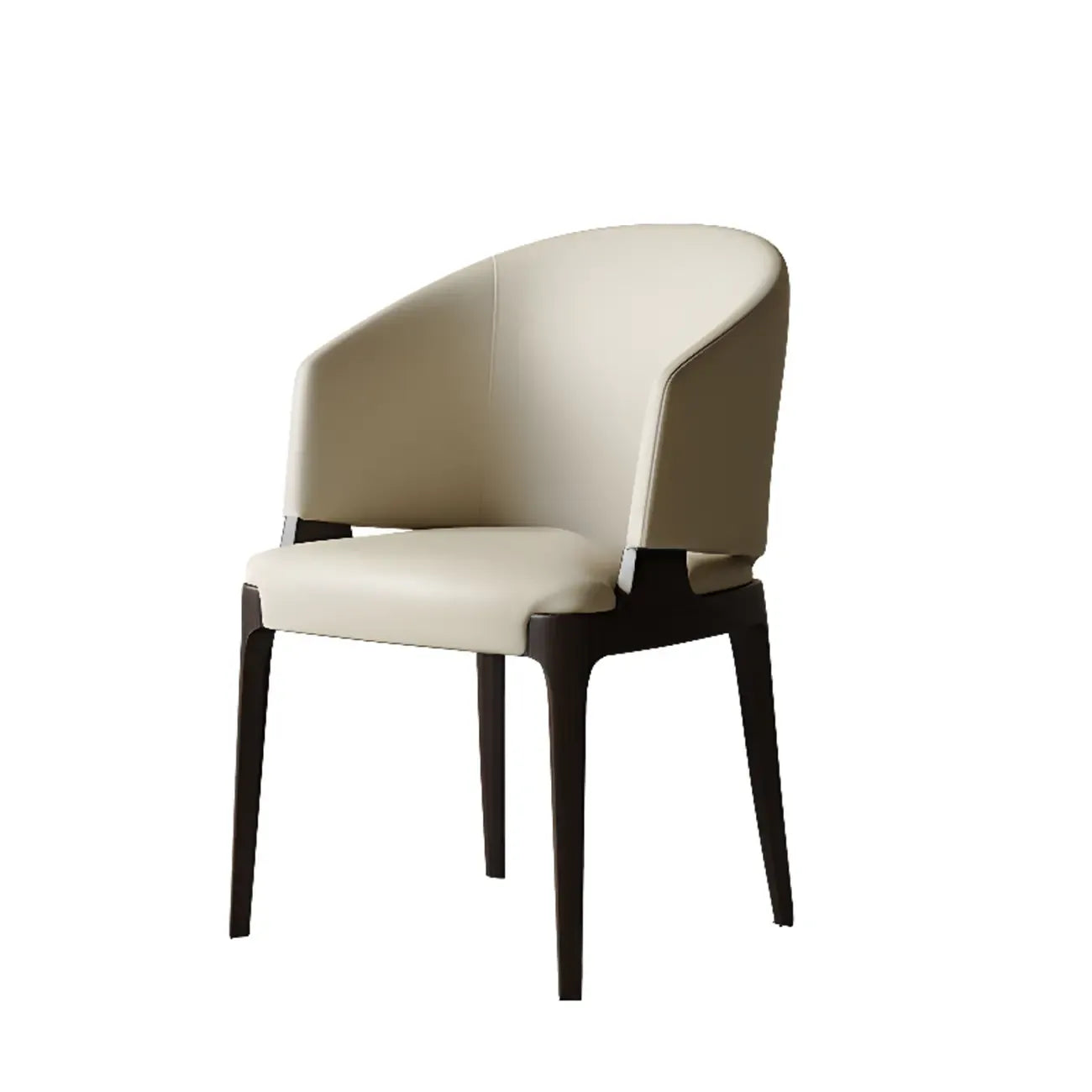 Chaise de salle à manger contemporaine en similicuir avec accoudoirs inclinés