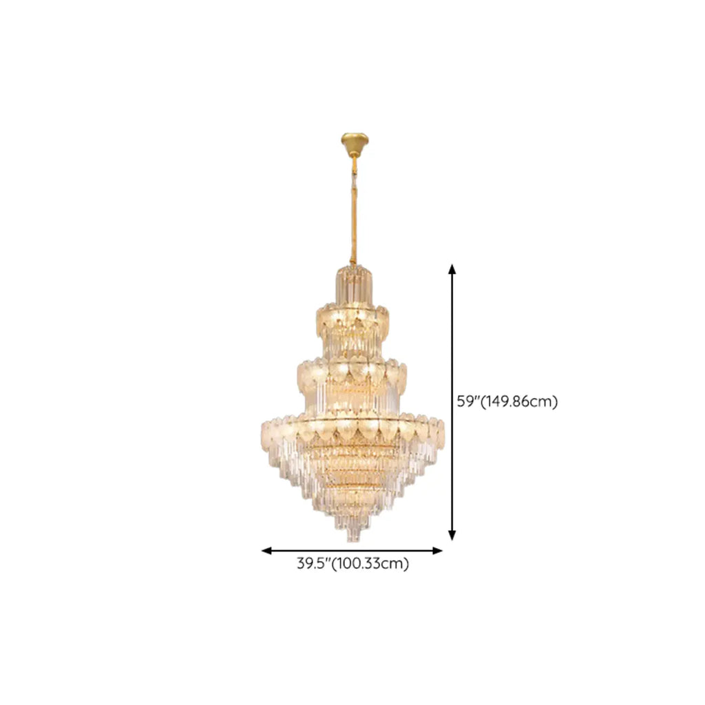 Lustre rond en cristal de luxe au design élégant à plusieurs niveaux