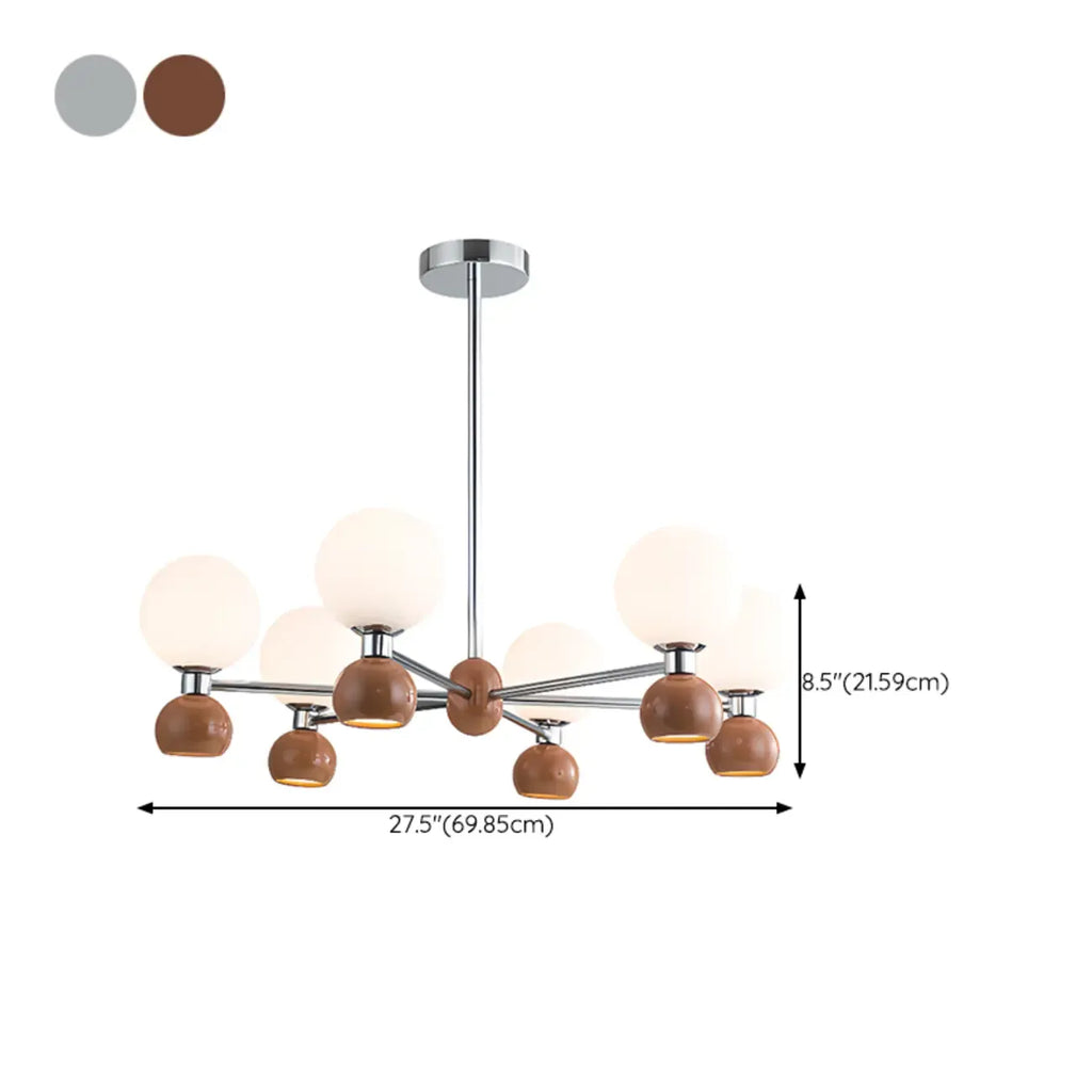 Lustre globe blanc de style moderne avec structure en métal