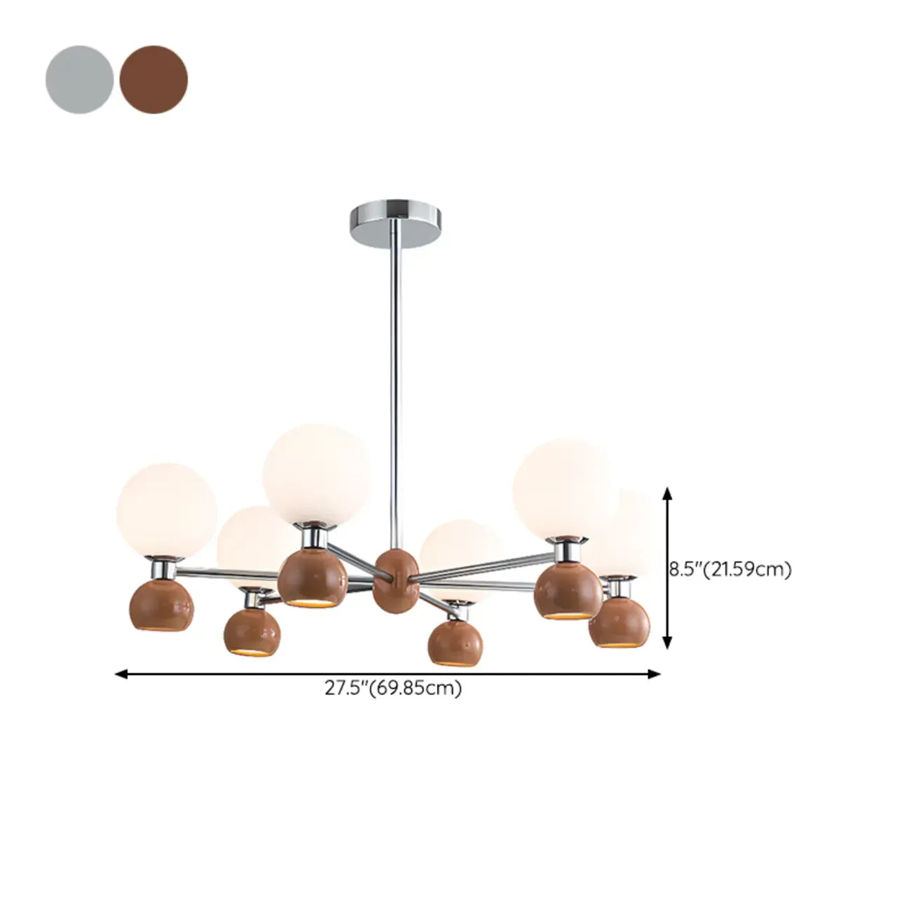 Lustre globe blanc de style moderne avec structure en métal