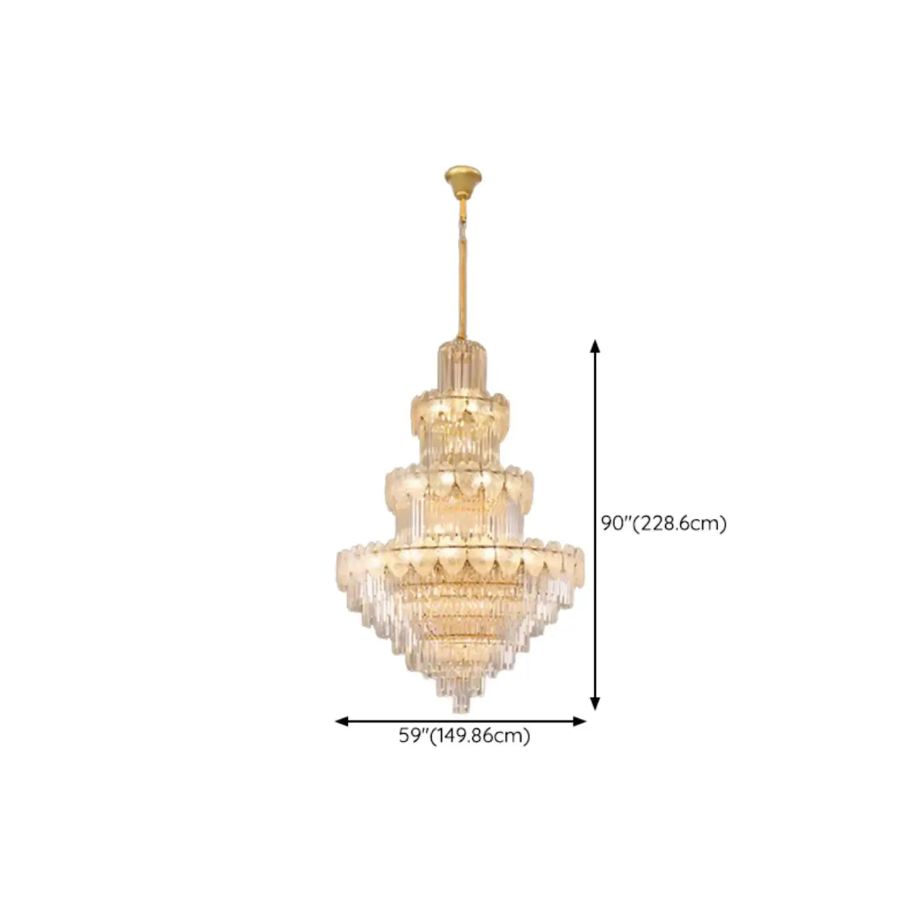Lustre rond en cristal de luxe au design élégant à plusieurs niveaux
