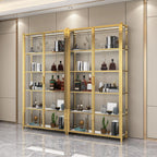 Vitrine autoportante en verre doré avec éclairage LED