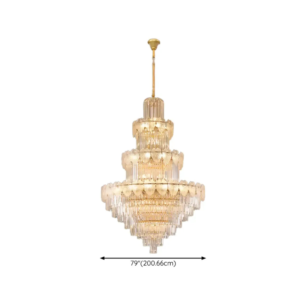 Lustre rond en cristal de luxe au design élégant à plusieurs niveaux