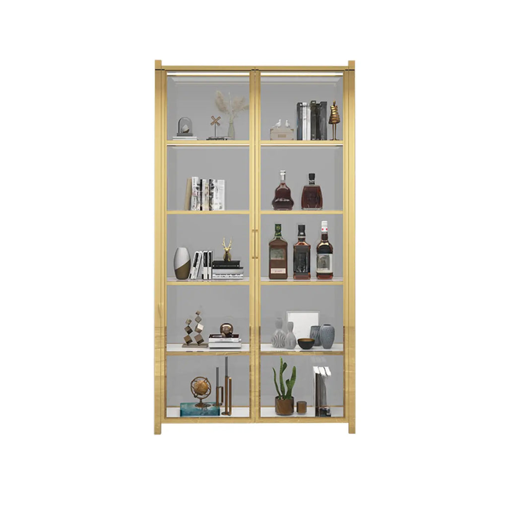 Vitrine autoportante en verre doré avec éclairage LED
