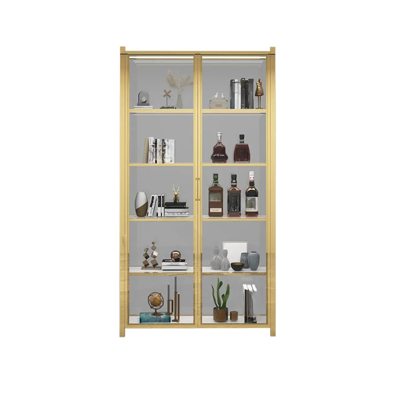 Vitrine autoportante en verre doré avec éclairage LED