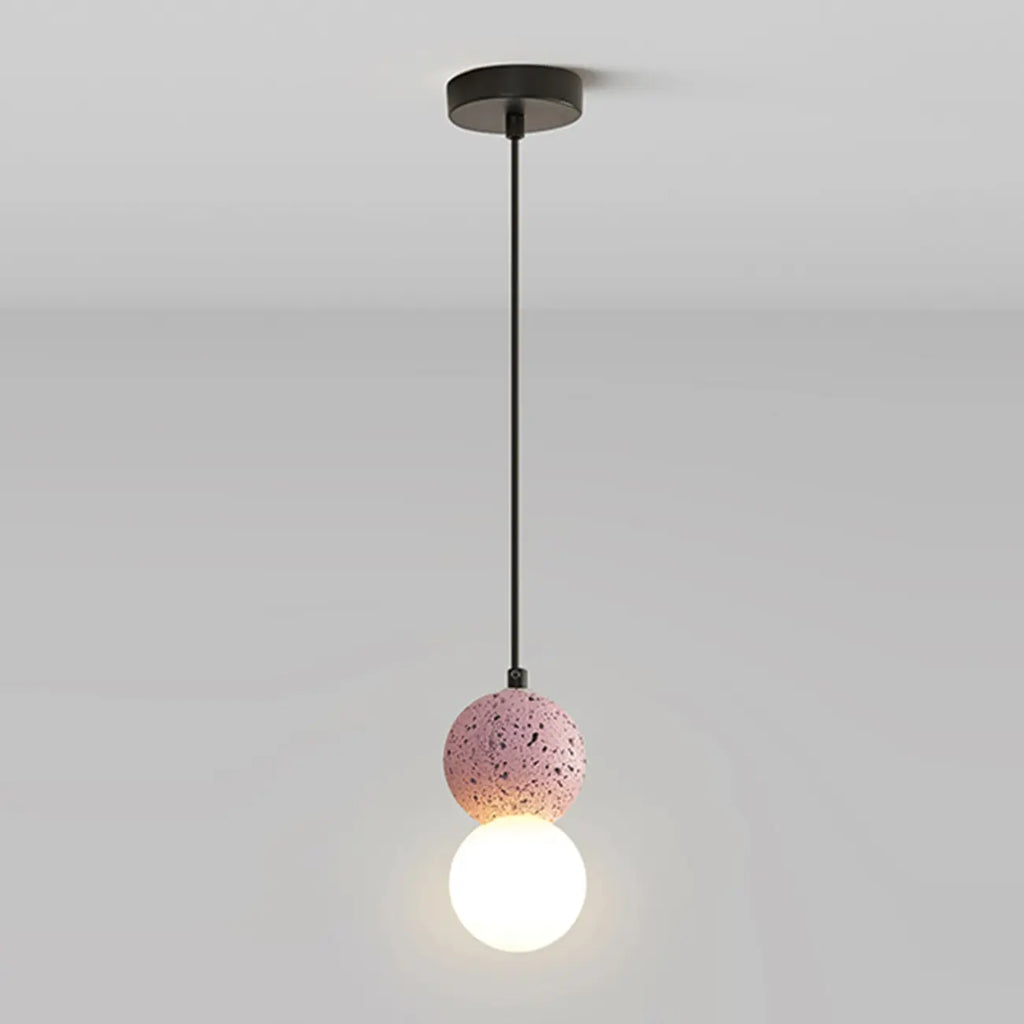 Suspension en verre opale perlé pour décoration intérieure contemporaine