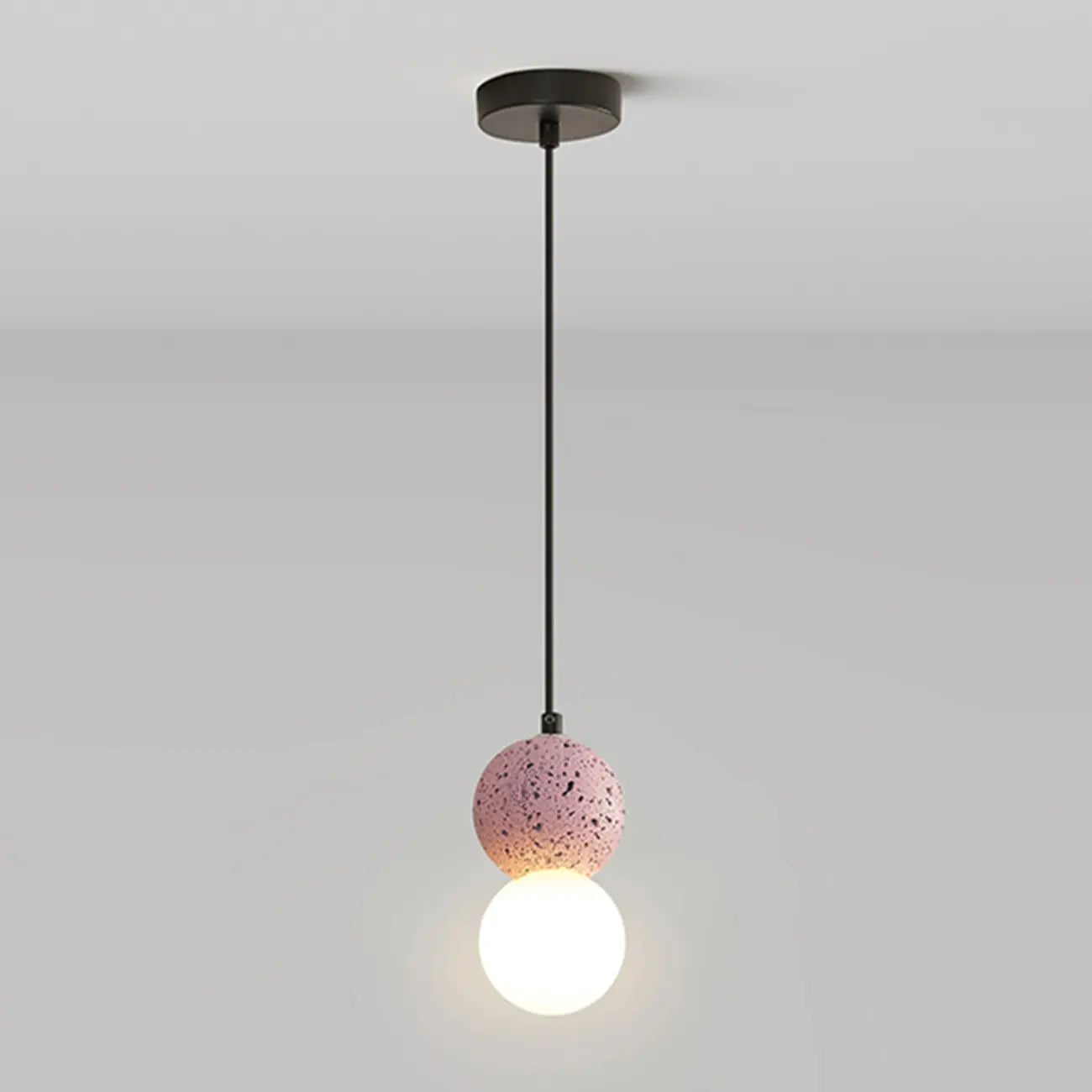 Suspension en verre opale perlé pour décoration intérieure contemporaine