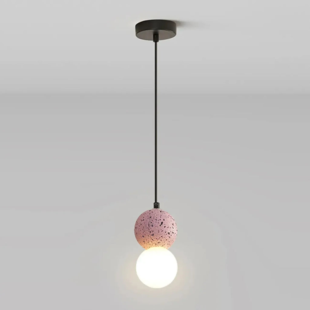 Suspension en verre opale perlé pour décoration intérieure contemporaine