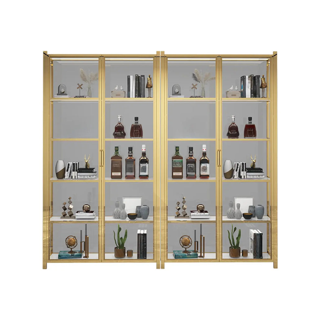 Vitrine autoportante en verre doré avec éclairage LED