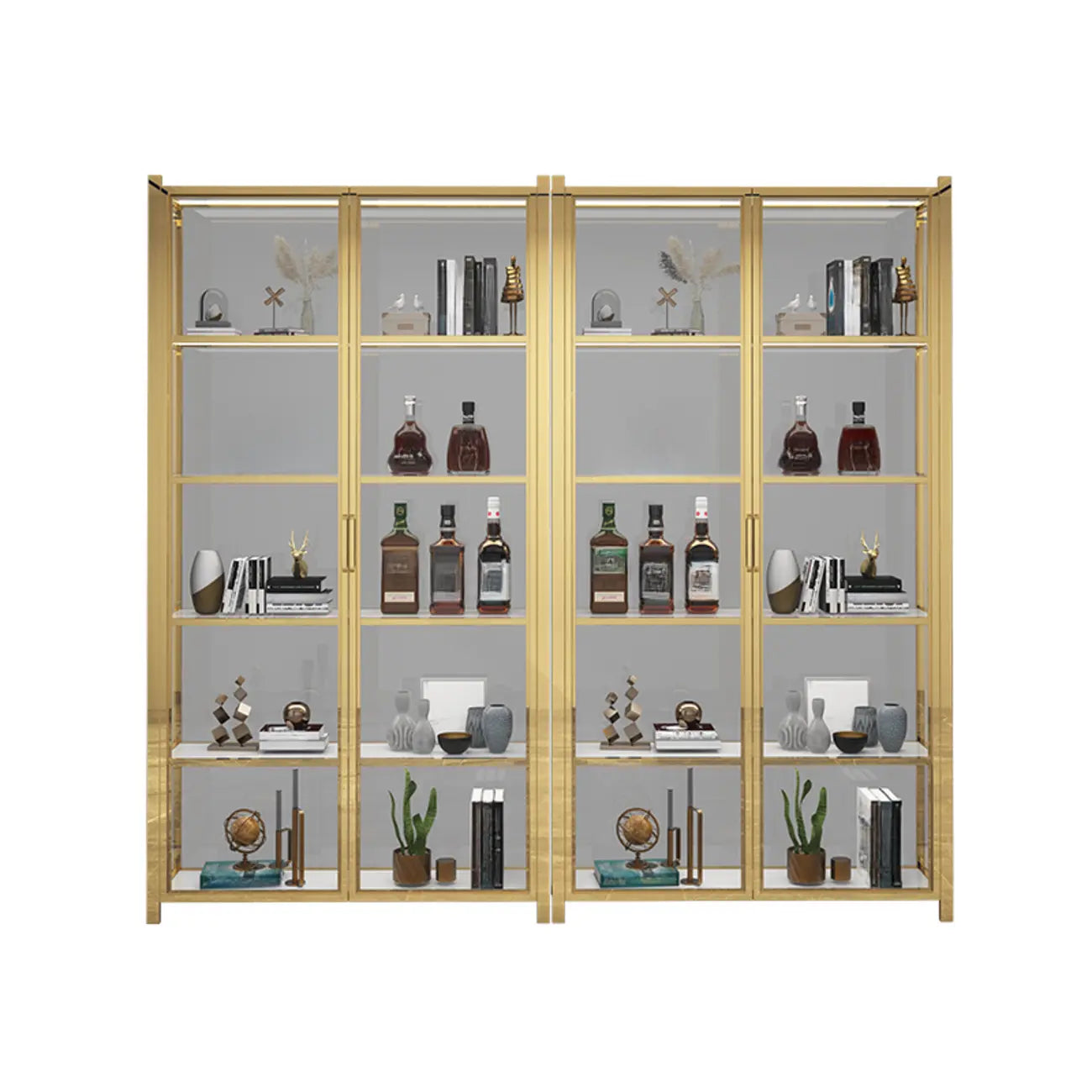 Vitrine autoportante en verre doré avec éclairage LED