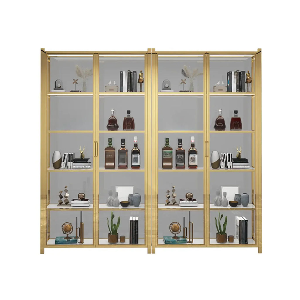 Vitrine autoportante en verre doré avec éclairage LED