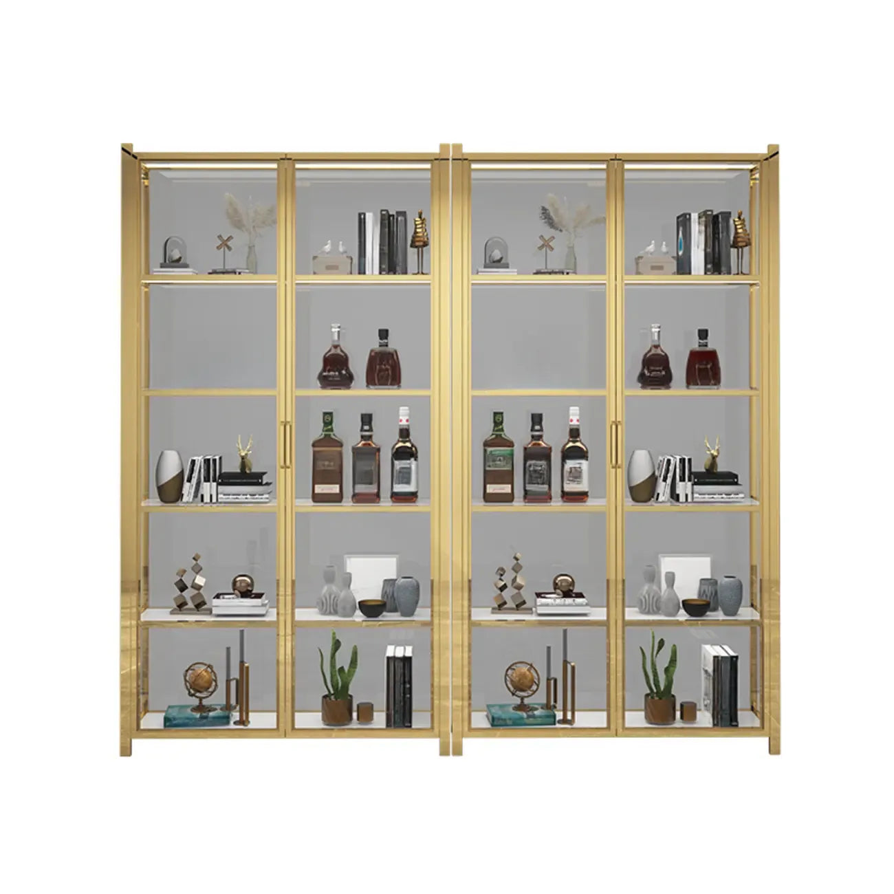 Vitrine autoportante en verre doré avec éclairage LED