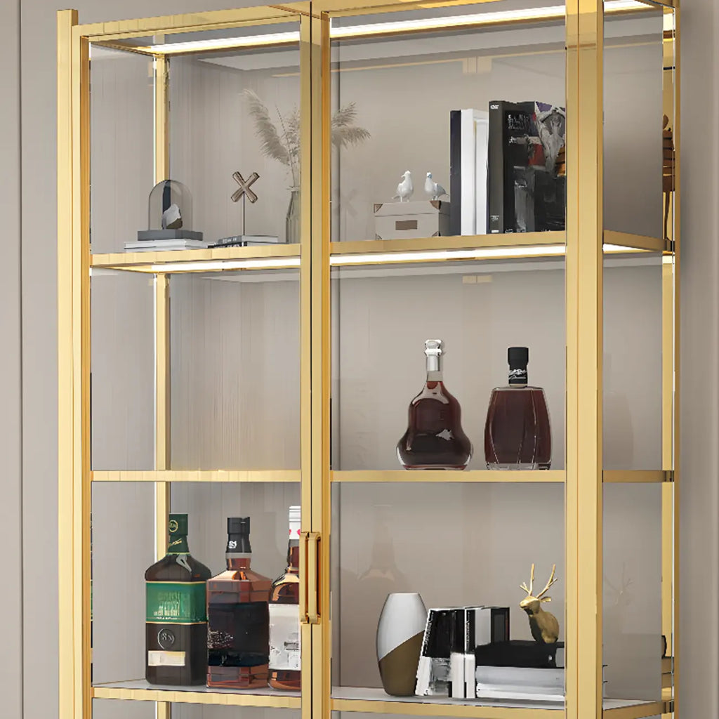 Vitrine autoportante en verre doré avec éclairage LED