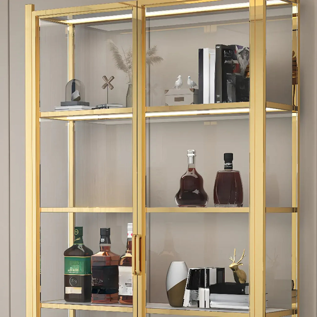 Vitrine autoportante en verre doré avec éclairage LED