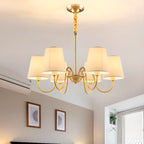 Lampadario moderno a catena a 6 luci in tessuto per sala da pranzo