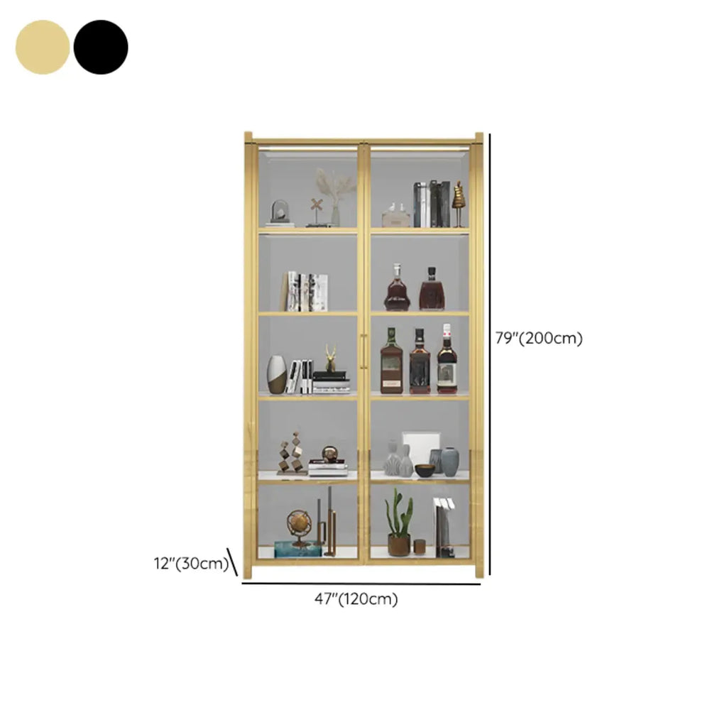 Vitrine autoportante en verre doré avec éclairage LED